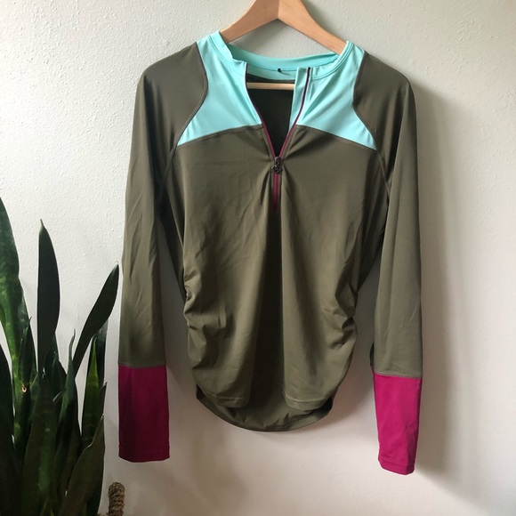 Prana Swim Shirt Size Medium EUC Purple and Green - Picture 1 of 5